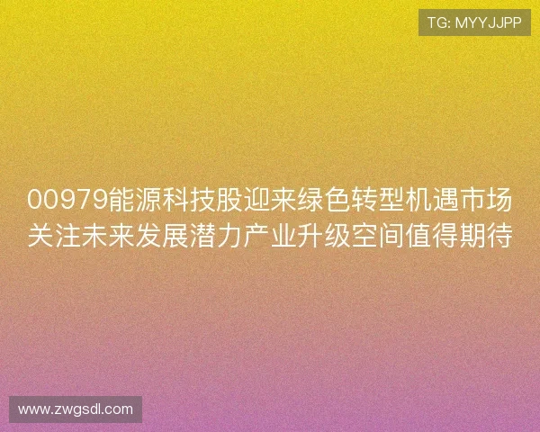 00979能源科技股迎来绿色转型机遇市场关注未来发展潜力产业升级空间值得期待